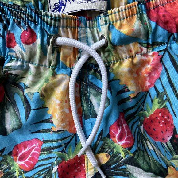 Trunks Surf Swim Co Shorts Mens S Blue Fruit Graphic Board Trunks Pkt Drawstring - Picture 5 of 16